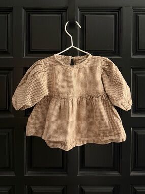 Infant 1-2T M Aosta brown gingham top
